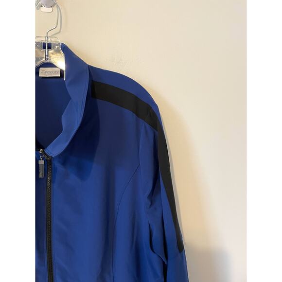 Chico's Synergy Lightweight Workout Jacket Blue Black Size 12-14 (Chico Size 2) - Picture 3 of 8